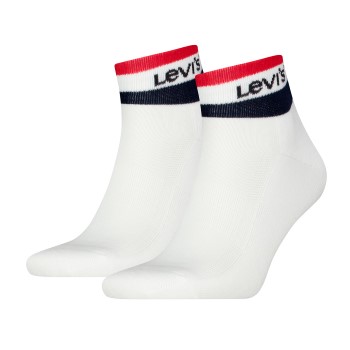 Levis Strømper 2P Mid Cut Stripe Socks Hvid Str 35/38