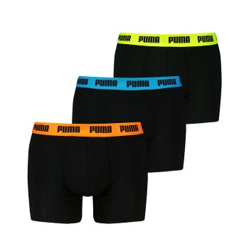 Puma 3P Men Everyday Boxer Sort/Orange bomuld Small Herre