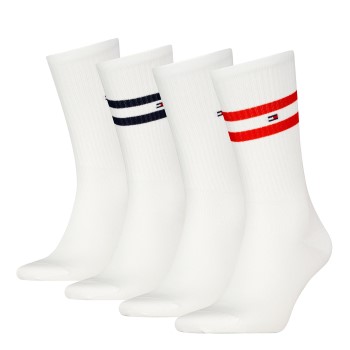 Tommy Hilfiger Legwear Tommy Hilfiger Strømper 4P Men Sport Stripe Sock Hvid Str 39/42 Herre