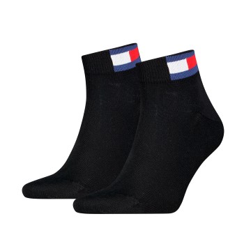 Tommy Hilfiger Legwear Tommy Men Uni Flag Quarter Sock Strømper 2P Sort Str 39/42