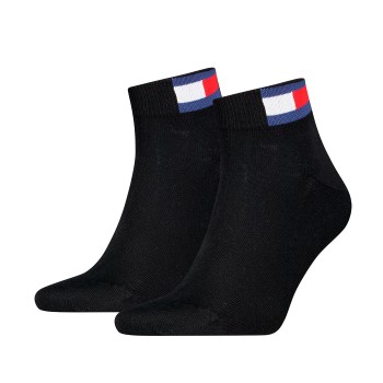 Tommy Hilfiger Legwear Tommy Men Uni Flag Quarter Sock Strømper 2P Sort Str 39/42 Herre