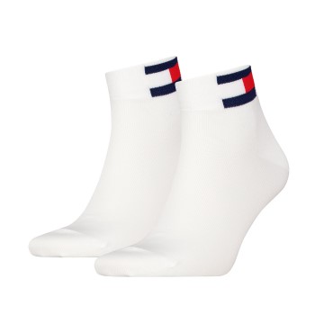 Tommy Hilfiger Legwear Tommy Men Uni Flag Quarter Sock Strømper 2P Hvid Str 39/42