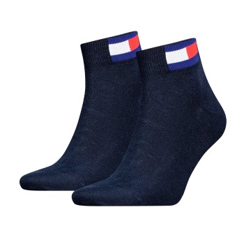 Tommy Hilfiger Legwear Tommy Men Uni Flag Quarter Sock Strømper 2P Marineblå Str 39/42