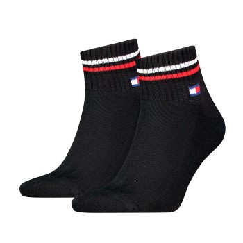 Tommy Hilfiger Legwear Tommy Men Uni TJ Iconic Quarter Socks Strømper 2P Sort Str 39/42