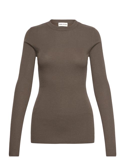 Enkel Studio Essalvie - Ls Top Knit Solid F Enkel Studio Khaki