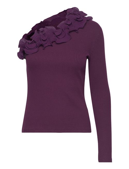 Se Vila Vimia Shoulder Flounce Rib Top Vila Purple ved Booztlet