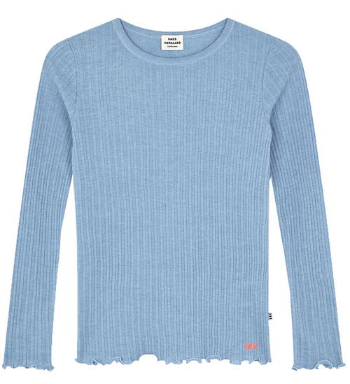 Se Mads NÃ¸rgaard Bluse - Rib - Trudy - Powder Blue Melange ved KidsWorld