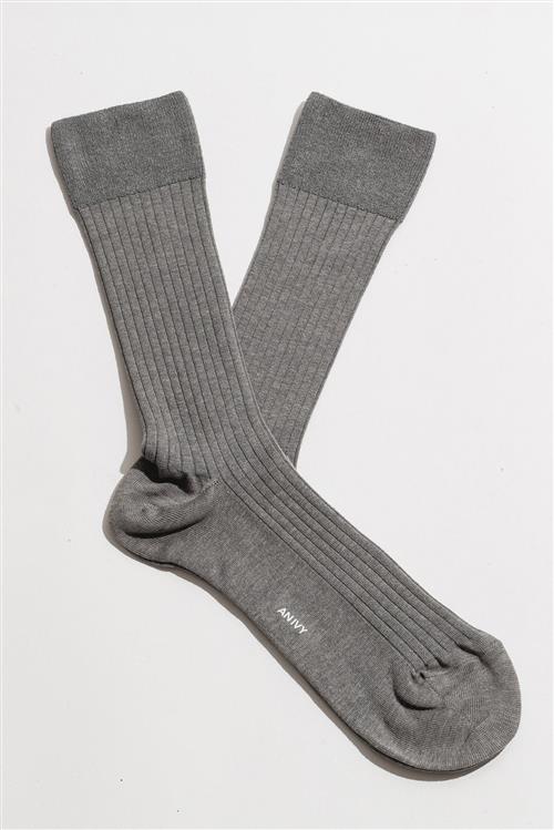 AN IVY Light Grey Ribbed Socks