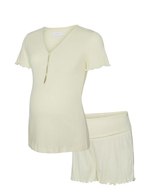 Se Mamalicious Mlpam Lia Cap Pyjamas Short Set 2F A. Mamalicious Cream ved Booztlet