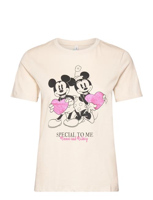 Se ONLY Onlmickey Life Reg S/S Valentine Top Jrs ONLY Cream ved Booztlet