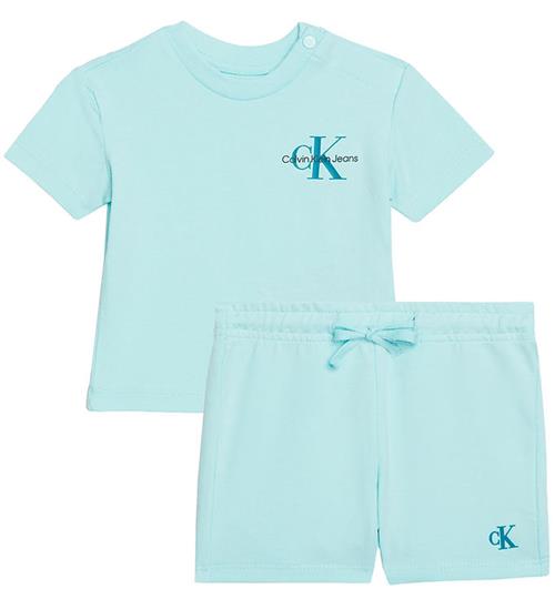 Calvin Klein Calvin Klein SÃ¦t - T-shirt/ Shorts - Monogram Logo - Blue Tint