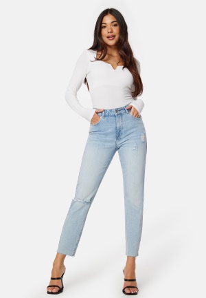 Se BUBBLEROOM Lori Slim Jeans Light denim 40 ved Bubbleroom