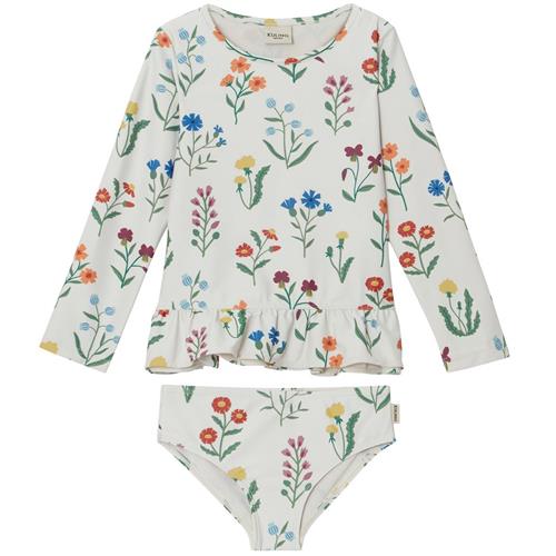 Se Kuling Mønstret UV-sæt Swedish Wildflowers | Hvid | 98/104 cm ved Babyshop