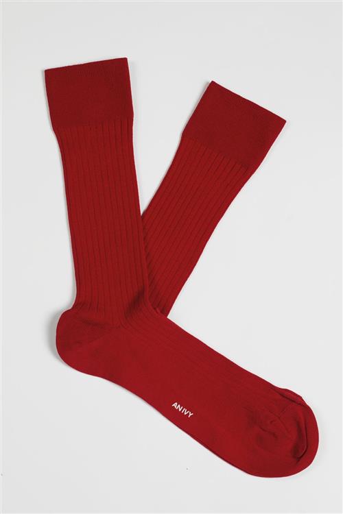 AN IVY Red Ribbed Socks - Str: 43-46