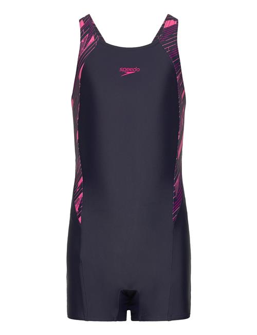 Girls Hyperboom Splice Legsuit Speedo Navy