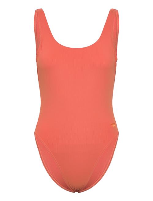 Speedo Womens Textured Deep U-Back Speedo Orange