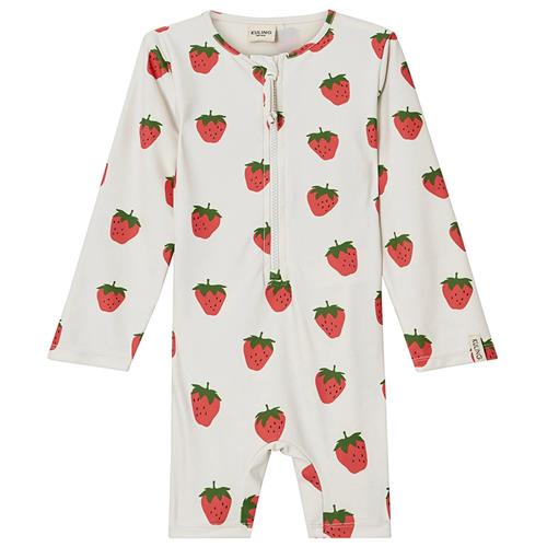 Kuling Paros Mønstret UV-dragt Med Jordbær Foggy White 98/104 cm  Hvid  98/104 cm  Unisex