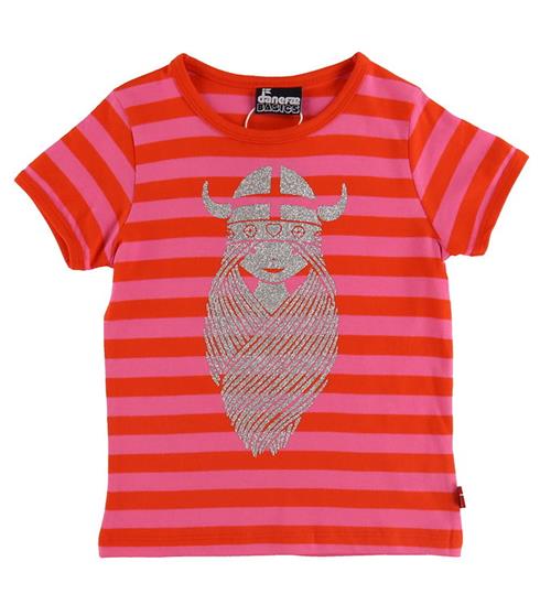 Se DanefÃ¦ DanefÃ¦ T-Shirt - Danebasic - Bright Red/Super Pink Freja ved KidsWorld