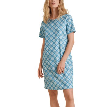 Se Calida Daylight Dreams Short Sleeved Nightdress Blå Mønster bomuld Large Dame ved Timarco