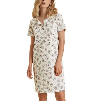 Se Calida Night Lovers Sleepshirt Hvid Mønster bomuld X-Small Dame ved Timarco