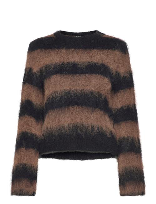 Fur-Effect Knitted Sweater Mango Brown