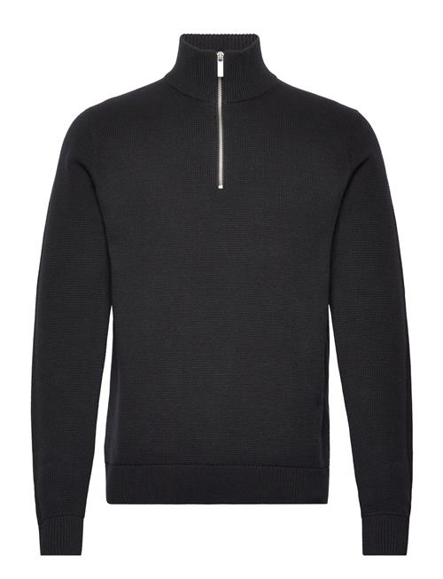 Slhdane Ls Knit Structure Half Zip Noos Selected Black