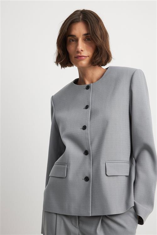 Oversized blazer med rund hals - Grey