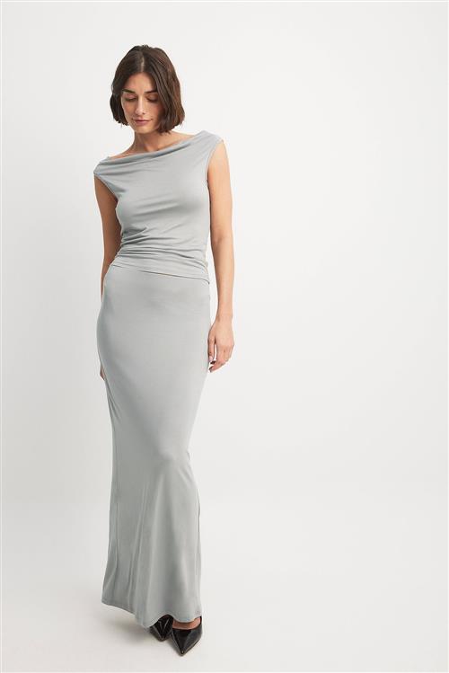 NA-KD x Zoe Liss Soft Line Fitted Maxi Skirt - Grey