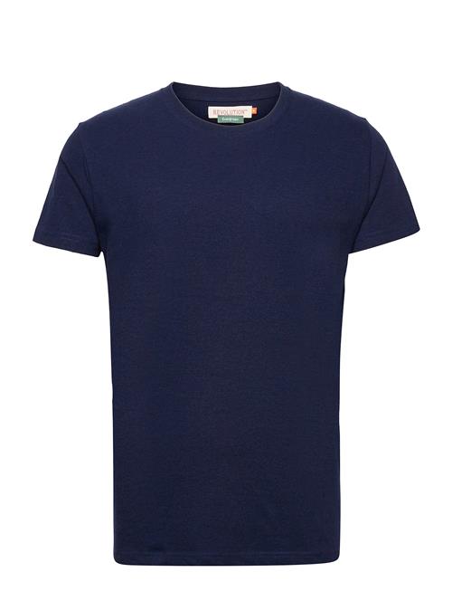 Short Sleeve T-Shirt With A Fan Label Revolution Blue