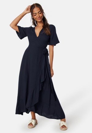 Se Happy Holly Ellinor Viscose Dress Dark blue 32/34 ved Bubbleroom