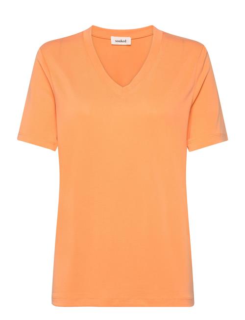 Slcolumbine Loose Fit V-Neck Ss Soaked In Luxury Orange