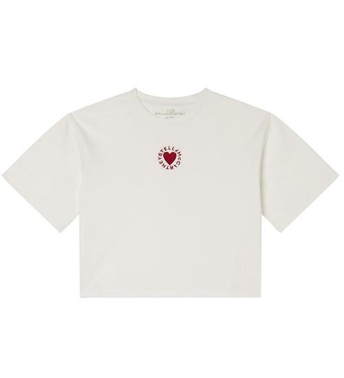 Stella McCartney Kids Stella McCartney Kids T-shirt - Cropped - Hvid m. Hjerte