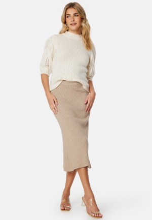 VILA Comfy A-Line Knit Skirt Natural Melange L