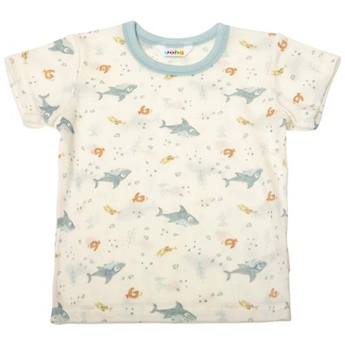 Se Joha Mønstret T-shirt I Uld Lyseblå | Blå | 80 cm ved Babyshop