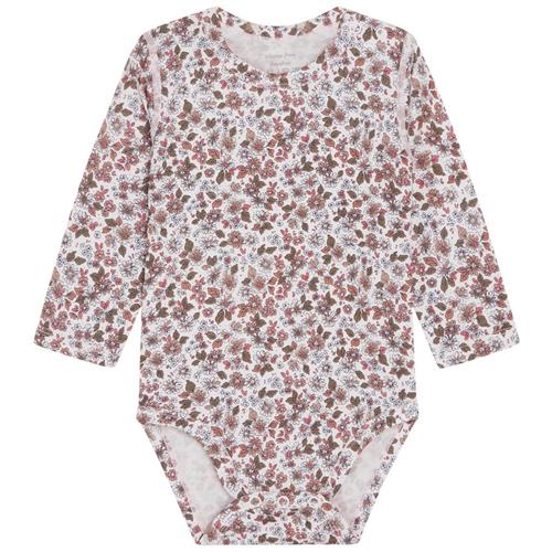 Se Hust&Claire Buller Blomstret Babybody Rose Morn | Lyserød | 68 cm ved Babyshop