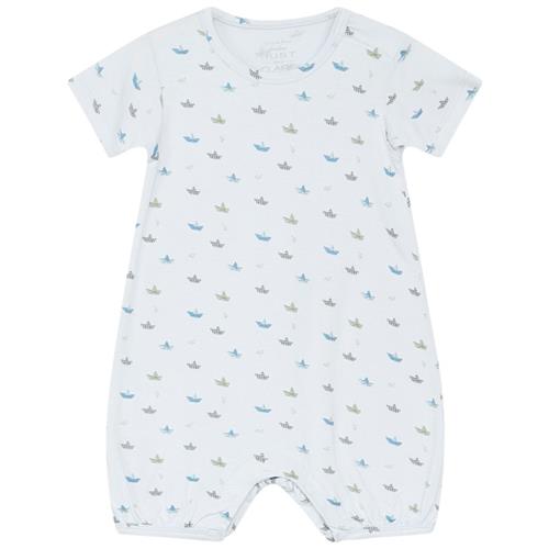 Se Hust&Claire Milu Mønstret Romper Water | Blå | 68 cm ved Babyshop