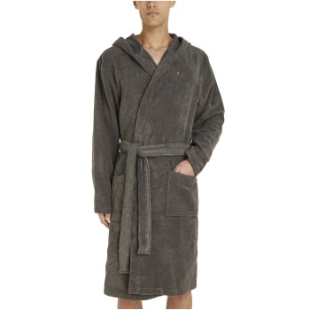 Tommy Hilfiger Cotton Hooded Bathrobe Grå bomuld Small Herre