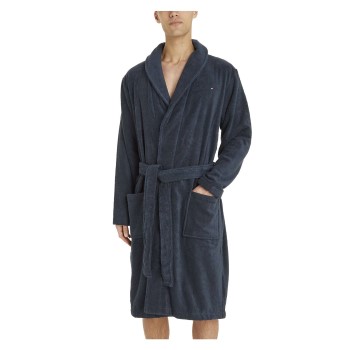 Se Tommy Hilfiger Cotton Towelling Bathrobe Marineblå bomuld Small Herre ved Timarco