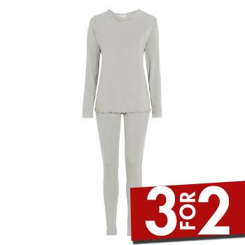 Se Damella Bamboo Plain Long Pyjamas Set Grå Bambus Medium Dame ved Timarco