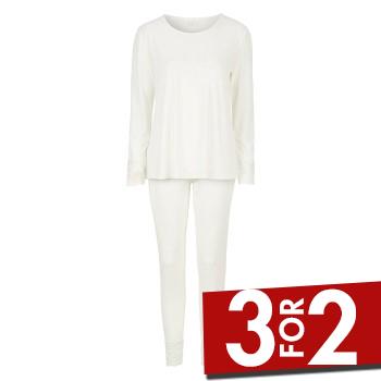 Damella Viscose Plain Pyjamas Set Elfenben viskose Small Dame