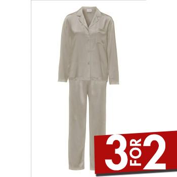 Se Damella Woven Silk Plain Pyjamas Set Nougat silke Large Dame ved Timarco