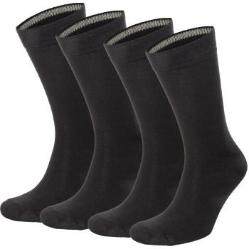 Topeco Strømper 4P Men Socks Plain Bamboo Sort Str 45/48 Herre