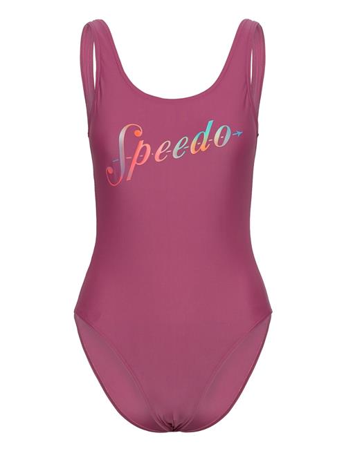 Speedo Womens Logo Deep U-Back Speedo Pink