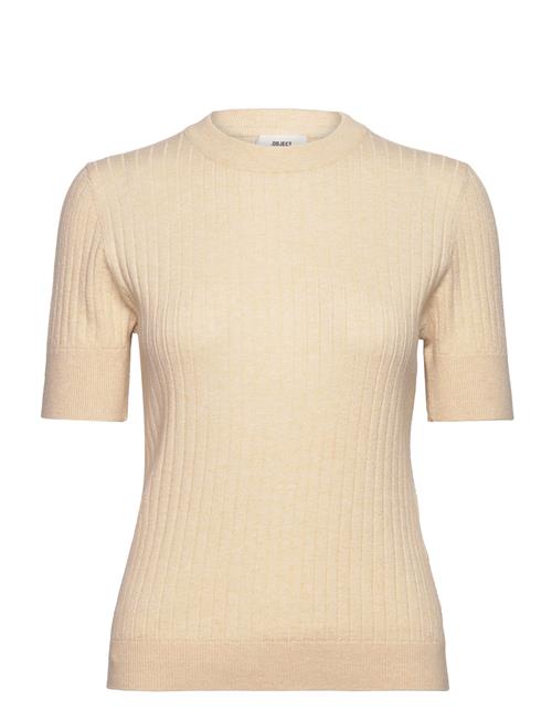 Se Object Objnoelle S/S Knit T-Shirt Noos Object Beige ved Booztlet