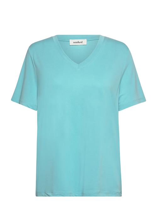 Slcolumbine Loose Fit V-Neck Ss Soaked In Luxury Blue