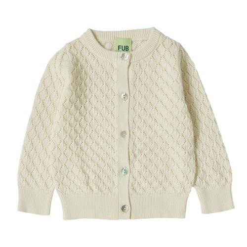 FUB Strikket Cardigan I Pointelle Ecru |  | 56 cm