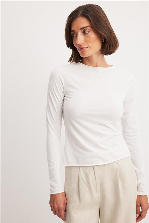 NA-KD Transparent langærmet top - White