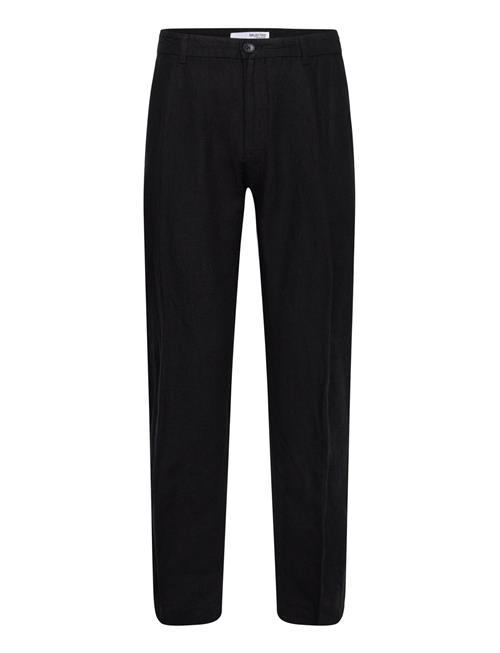 Se Selected Homme Slh196-Straight Mads Linen Pant Noos Selected Homme Black ved Booztlet