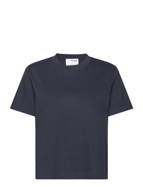 Se Selected Femme Slfessential Ss Boxy Tee Noos Selected Femme Navy ved Booztlet