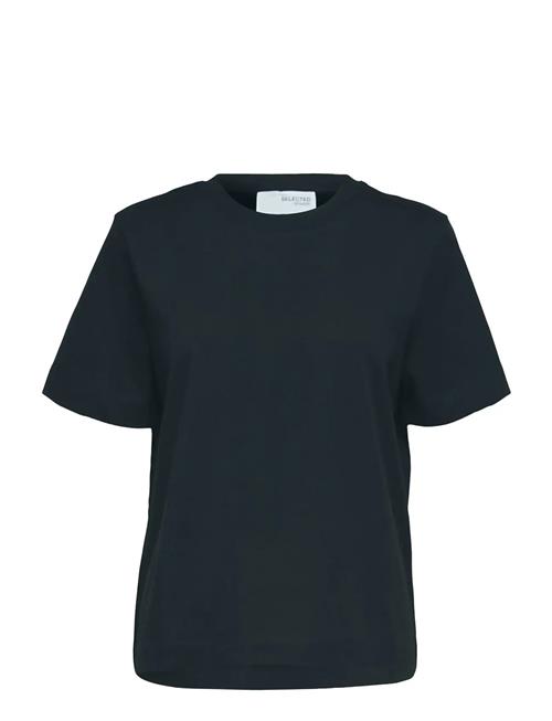 Slfessential Ss Boxy Tee Noos Selected Navy